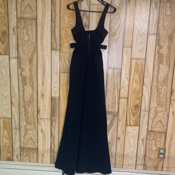 Jill Jill Stuart Navy Blue Cut-Out Gown Maxi Dress Size 2 A-Line Tank Straps - Picture 4 of 15